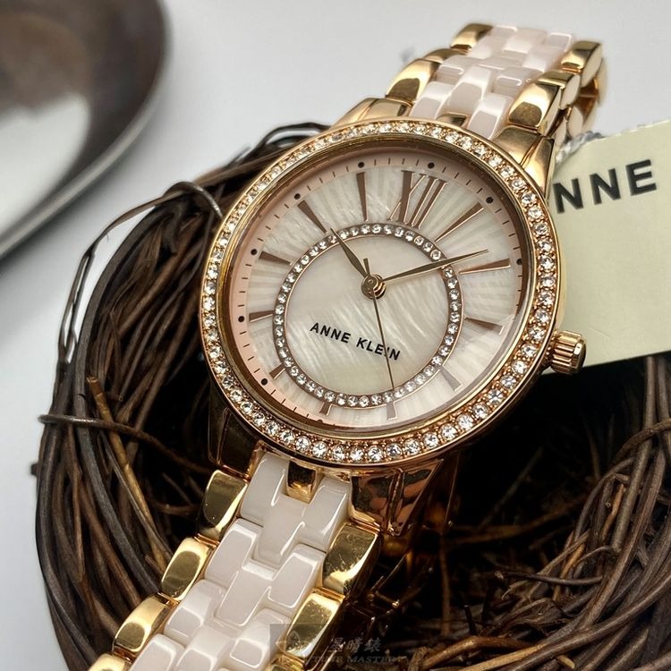 AnneKlein手錶,編號AN00611,32mm玫瑰金錶殼,玫瑰金色, 粉紅錶帶款◉20A004